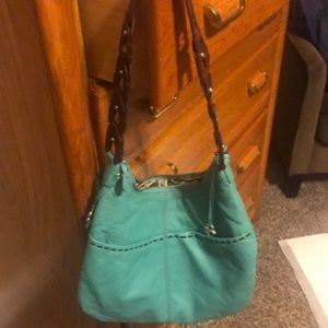 Brighton turquoise leather shoulder bag